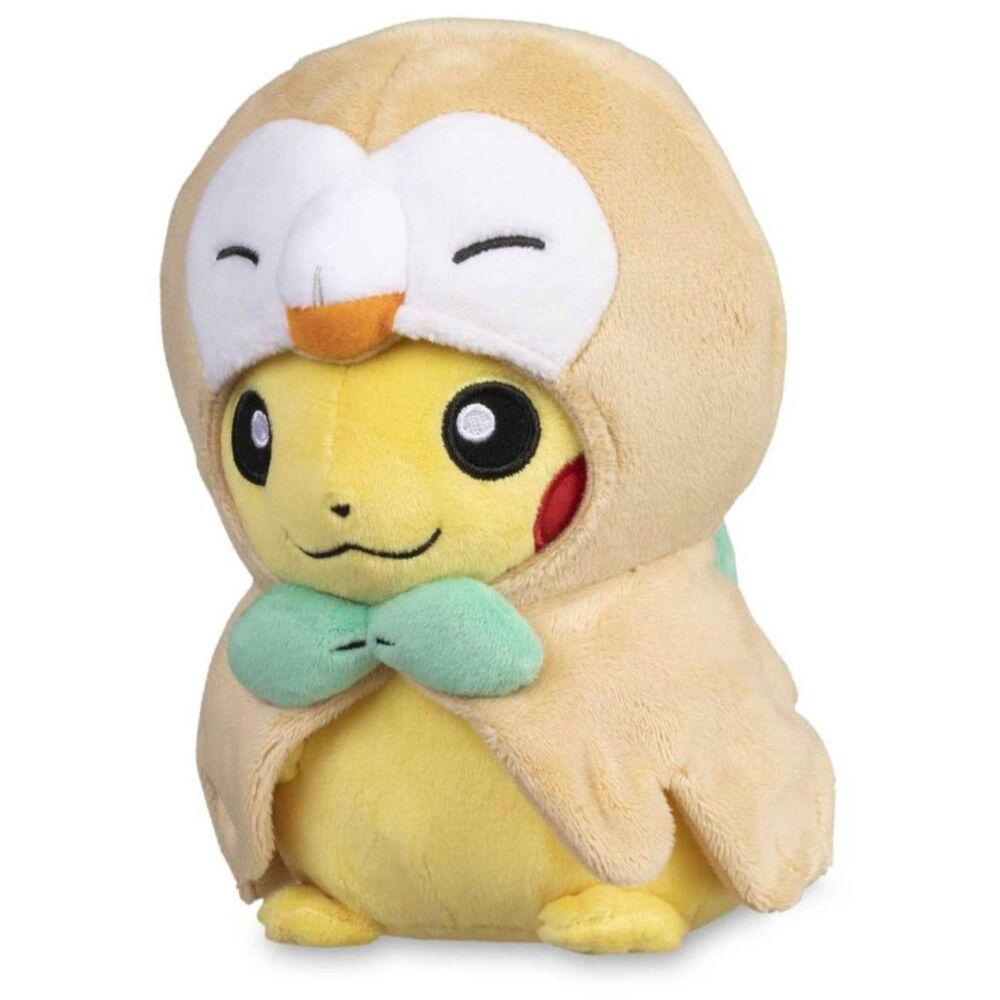 Pokemon Center 2017 Rowlet Cap Pikachu Plush 8"